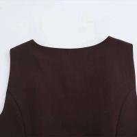 Willshela, chaqueta marrón de moda sin mangas con un solo pecho, chaleco retro con cuello en V, chaleco de oficina para mujer - details 6