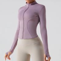 Top de Yoga de manga larga para mujer, chaqueta deportiva ajustada con cuello levantado para entrenamiento para correr, chaqueta deportiva para exteriores - details 3