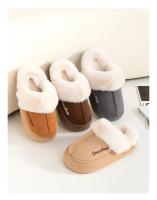 Zapatillas de algodón versátiles de Color sólido de felpa de fondo plano para mujer de invierno zapatos cálidos y acogedores para interiores y exteriores para hombre - details 8