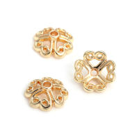 50 Uds. De cuentas redondas de latón de Color dorado de 18K, tapas de hojas de árbol y flores, suministros para hacer cuentas de joyería, accesorios Diy - details 25
