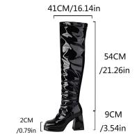 Botas hasta la rodilla de otoño e invierno, tacones súper altos, botas de cuero negro, actuación de pole dance, botas de mujer, cremallera lateral - details 4