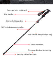 Bastón de Trekking plegable portátil para exteriores, bastón de senderismo para acampar de 5 secciones, telescópico nórdico para ancianos - details 9