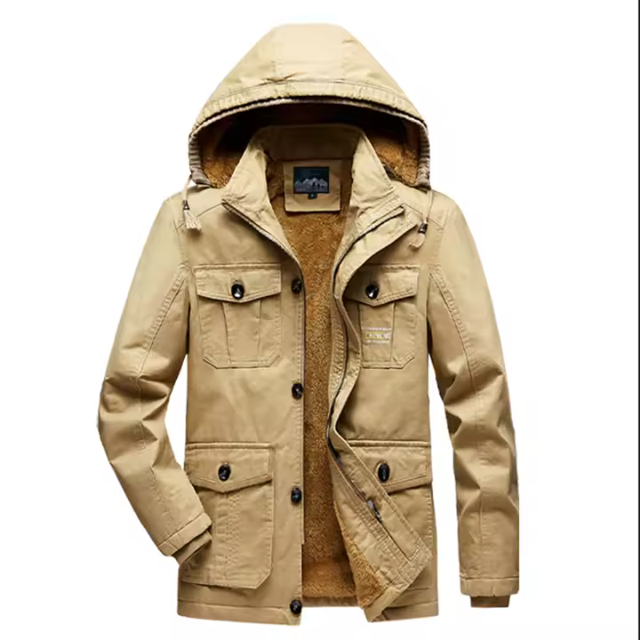 Abrigo grueso de lana para hombre, chaqueta con gorro extraíble, estilo medio y largo, Parkas cálidas a prueba de viento, invierno, novedad de 2024 - 1
