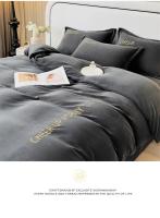 Funda de edredón de terciopelo de cristal cálido, bordado sólido, juego de cama de lujo para pareja, tamaño queen y king, Invierno - details 4