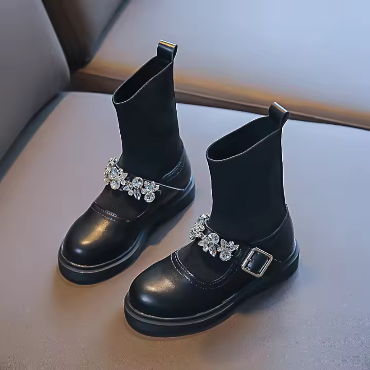 Botas cortas de niña de estilo británico en piel de moda para niños grandes - 1
