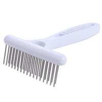 Cepillo de rastrillo suave para novio de gato, peine de rastrillo para perro de doble fila, peine de fila de agujas para perro blanco de acero inoxidable, cepillo de limpieza para perro - details 3