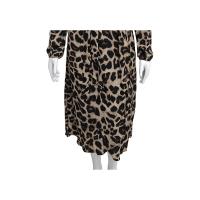 Vestido irregular de punto con tirantes de cintura alta y gasa con cuello en V y estampado de leopardo - details 25
