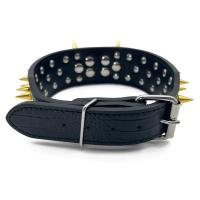 Collar de cuero con tachuelas para perro, correa de cuero adecuada para perros grandes, antimordeduras - details 15