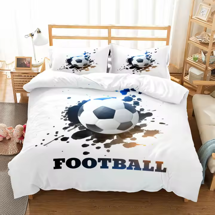 Funda nórdica 3D de fútbol brillante, juego de ropa de cama, individual, King, US, Twin, tamaño Queen completo, Reino Unido - 1