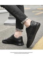Zapatos Casuales para Hombre Auténtica Piel de Vaca, Baja Altura, Negro Puro, Moda, Zapatillas Deportivas - details 11