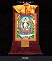 Cuatro brazos Avalokitesvara Thangka Imagen Xizang estilo Sala de estar Entrada Nepal Bordado Buda Grande - details 0