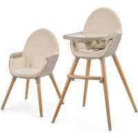 bebé 2 en 1, Silla Infantil, Trona portatil, Patas de Madera, Bandeja Ajustable, Fácil de limpiar, para niños, Beige - details 0