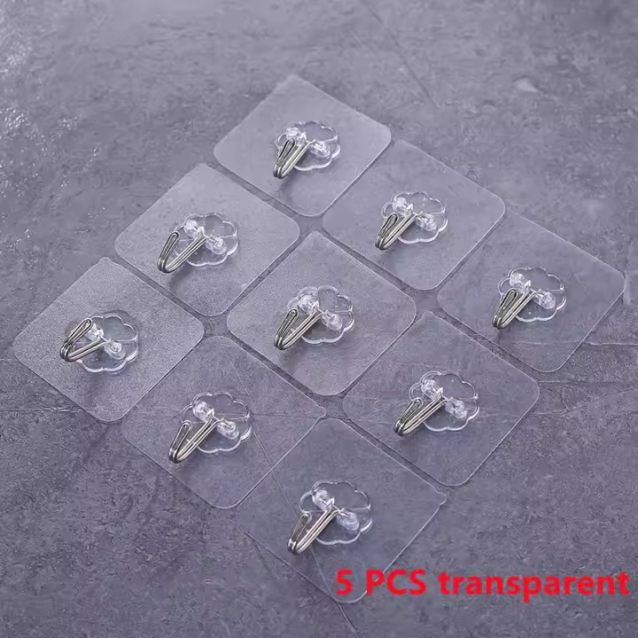 Gancho de Pared Transparente Fuerte para Abrigo Autoadhesivo Porta Llaves y Toalla Conveniente para Cocina y Baño Adecuado para el Hogar - 1