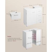 Armario de Baño, 3 Cajones, 2 Compartimentos Detrás de la Puerta, Apto para Lavabos con Pedestal, con - details 3