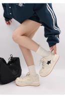 Zapatillas Blancas para Mujer de Suela Gruesa Estilo Casual de Moda Primavera-Otoño Nueva Collections de Zapatos de Tablero de Estrellas de Cuero Suave - details 8