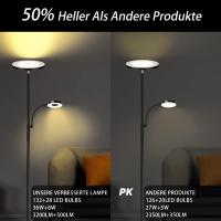 Lámpara de Pie Regulable Gris 42W, Lámpara de Pie LED Salon 3700LM Súper Brillantecon Lámpara de Lectura, control remoto y control táctil Lámpara Alta para Salon de Estar Dormitorio Oficina - details 22