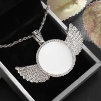 Colgante conmemorativo con foto de espejo de alas de Ángel con incrustaciones de cristal de hielo, collar de circonia, joyería de moda para parejas, regalo de cumpleaños - details 2