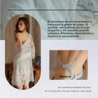 2025 Nuevo Profundo Corte V Bajo Camisón de Malla Puro Deseo de Mamma Conjunto de Ropa de Casa para Mujeres - details 8