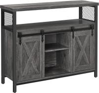 Aparador, Armario de Cocina, Armario de Almacenamiento, con 2 Puertas Correderas, 33 x 100 x 80 cm, Estantes Ajustables, para Salón, Marrón Rústico y Negro - details 18