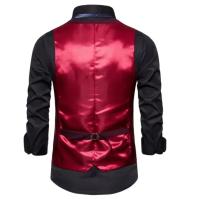 Chaleco de traje azul, chaqueta chalecos sin mangas de negocios para hombre, talla asiática S-6XL, chaleco para fiesta de boda, rojo, morado, negro y gris - details 15