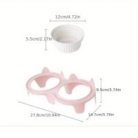 Cuenco colorido para gatos, cuenco doble con protección Cervical, cuenco de alimentación para mascotas, cuenco de agua Diagonal de base alta de cerámica para alimentación y bebida - details 0