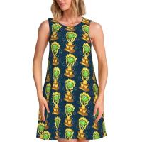 Vestido Duo de búho sin mangas informal para mujer, divertido pájaro verde, viajes personalizados, D-Duogos - details 96