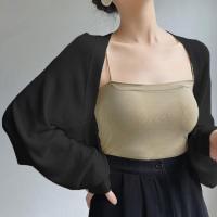 Elegante chal de punto fino de verano para mujer, chal de seda de hielo de manga larga de Color sólido, abrigo informal con protección solar - details 4