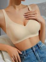 Sujetador sin aros sólido sin costuras, sujetador íntimo cómodo y transpirable, lencería y ropa interior para mujer - details 0