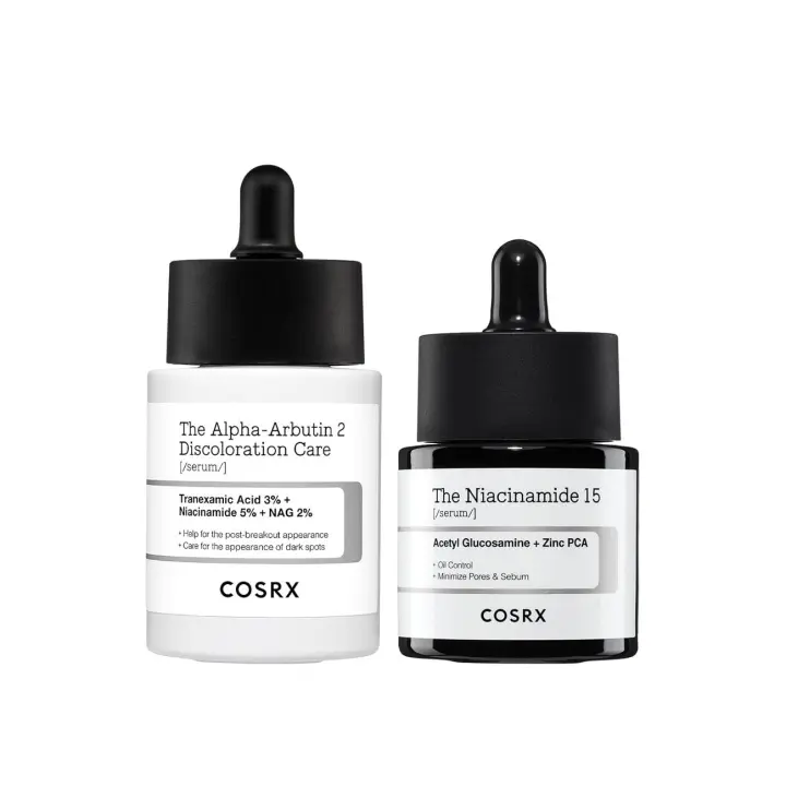 COSRX Duo - Cuidado de la decoloración con alfa arbutina al 2% + suero facial con niacinamida al 15% - 1