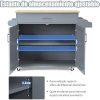 Carrito de Cocina Carro de Servicio Comedor con Ruedas,Toallero,Cajón, Puerta y Estantes Gabinete Mueble de Cocina (blanco) - details 10
