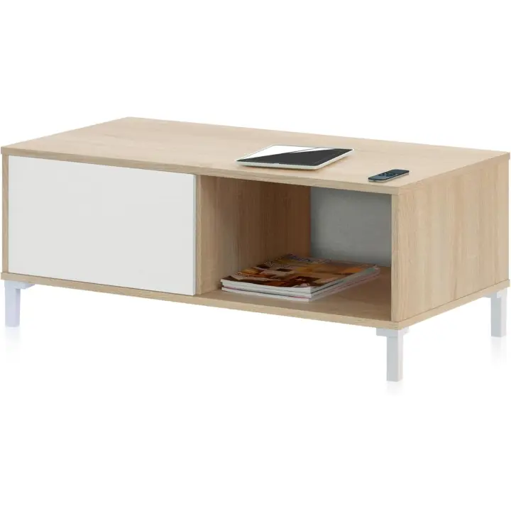 Conjunto de Muebles de Sala de Estar de Roble Canadian y Blanco Cajones, Buffet, Molo Brooklyn - 1