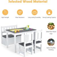 2 Sillas para Niños con Banco, Conjunto de Muebles con Banco de Almacenaje, Muebles Infantiles de 4 Piezas para Niños de 3 a 7 Años (Natural) - details 11