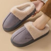 Nuevas zapatillas mullidas y concisas de estilo de pareja cálida de invierno para mujeres y hombres, chanclas suaves y acogedoras antideslizantes, zapatos de algodón para el hogar para mujer - details 7