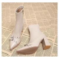 Botines De Tacón Para Mujer, Botines Clásicos De Diario Con Puntera Estrecha Y Cremallera Lateral, - details 23