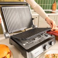 Parrilla Eléctrica de Piedra Revestida Placas Extraíbles y Reversibles, Apertura de 180ª, Superficie Amplia 2200 W, Acero Inoxidable - details 63