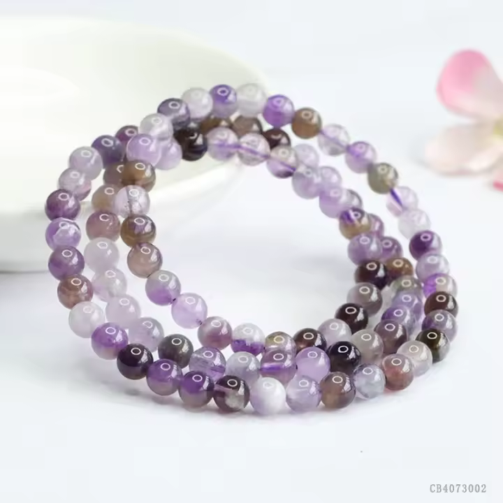 Pulsera de amatista natural multi-bucle mano cadena de piedra de sabiduría - 1
