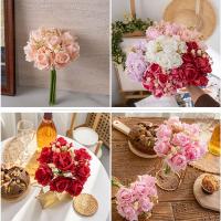 Ramo de rosas artificiales de 8 cabezas, flores de rosas de seda elegantes de tacto Real, plantas falsas de lujo hechas a mano, decoración de boda - details 14