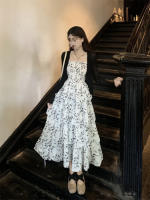 Vestido francés con tirantes florales, dulce y Súper Hada, con sentido del diseño de mujer, vestido de princesa de pastel de longitud media a larga, estilo Hepburn - details 8