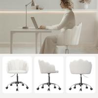 Silla Escritorio con Ruedas, Silla Ergonómica de Terciopelo con Respaldo, Sillón Lounge de Tocador - details 4