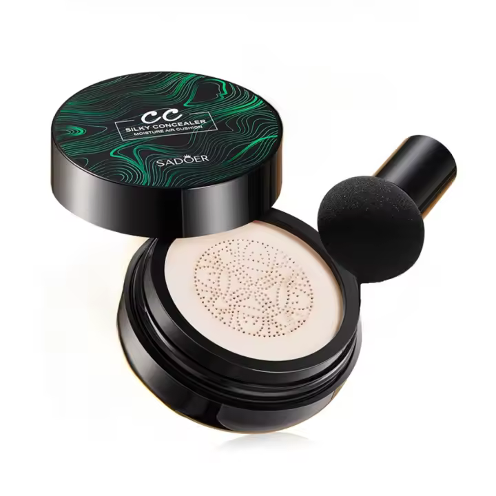 SADOER Base de maquillaje Cushion para pieles luminosas - Cobertura impecable, acabado mate, fácil aplicación para todo tipo de pieles. - 1