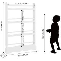 Estantería Montessori para Niños 4 Estantes para Organizar Libros, Revistas, Madera, Blanco - details 2