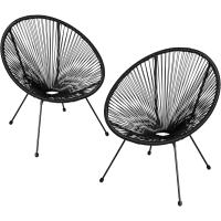 Juego de Sillas de Jardín Exterior Estilo Acapulco Resistente a la Intemperie, Polietileno para Cintas y Patas, Hasta 120kg Negro - details 0