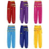 Harem de danza del vientre oriental para mujeres y niñas, gasa con lentejuelas de lunares, pantalones árabes brillantes para Halloween y carnaval - details 0