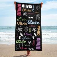 Toalla de playa personalizada para piscina, diseño de fuente multicolor, baño personalizado, con nombre exterior, cumpleaños - details 5