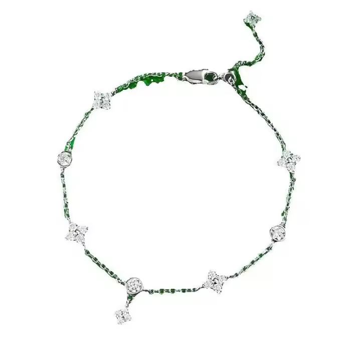 Longlong Gold 2024 Nueva Pulsera de Plata con Borlas Elegante Moda Versátil para Mujeres Tobillera Ajustable con Diamantes Completos. - 1