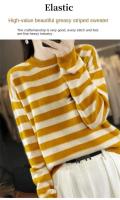 Jersey de Primavera para Mujer Suéter a Rayas de Dos Colores Suéter de Manga Larga con Cuello Redondo Nuevo Jersey de Algodón 100% - details 3