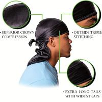 Gorro de seda Durag para hombre, Bandana sedosa Du Rag Doo Rag, gorro con ondas de cola larga - details 2