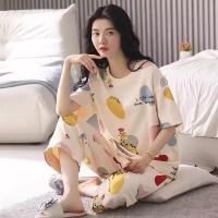 Conjunto De Pijamas De Verano Para Mujer Talla Grande Estampado De Oso Y Corazón Casual Manga Corta Pantalones Anchos Ropa De Dormir Transpirable De Poliéster - details 2