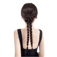 Peluca con moño de flores sintéticas, extensiones de cabello con Clip, trenza torcida, cola de caballo, moño rizado Natural y esponjoso - details 8