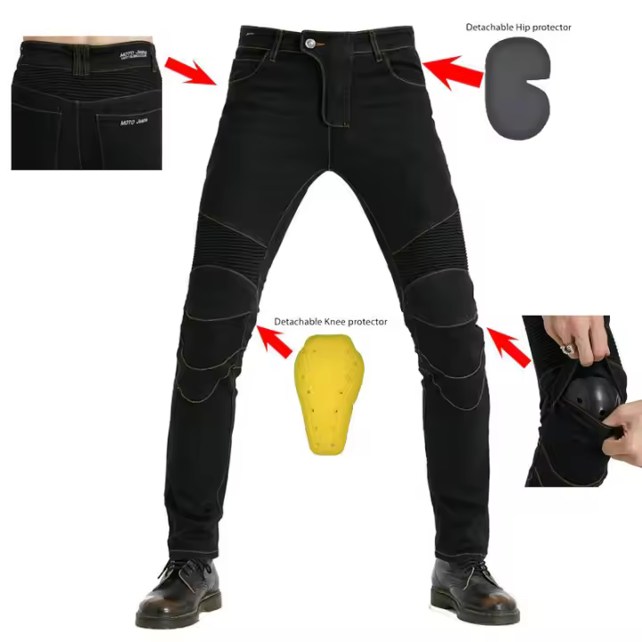 Motocicleta equitación jeans anti-caída locomotora caballero pantalones pantalones de carreras, cuatro estaciones cubiertos todoterreno pantalones. - 1